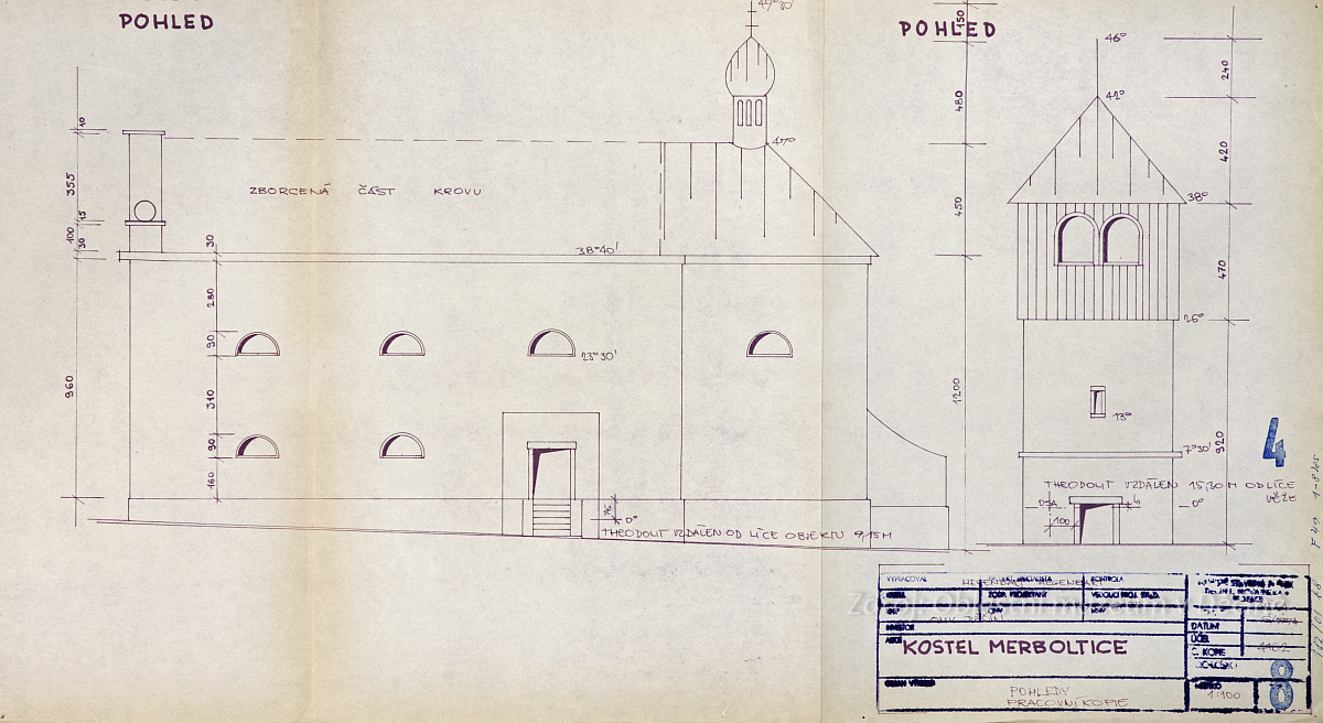 Plán kostela sv. Kateřiny Alexandrijské v Merbolticích