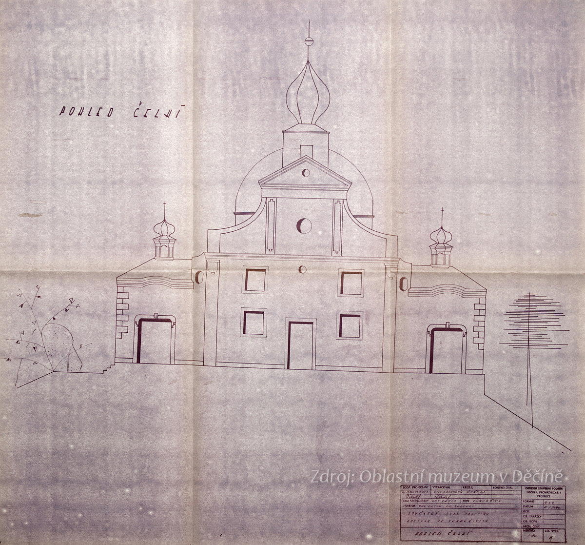 Plán poutního kostela Nejsvětější Trojice na Božím vrchu (Gottesberku) u Verneřic